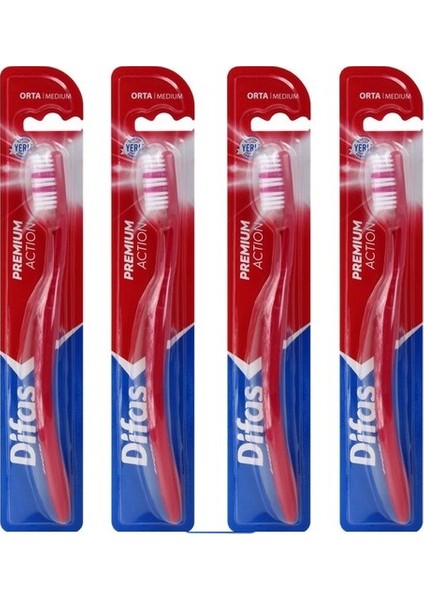 Orta Sert Premium Acton 4 Lü Diş Fırçası