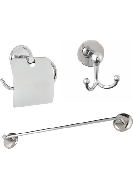 Üçlü Banyo Eko Aksesuar Seti - Uzun Havluluk - Banyo Askısı - Tuvalet Kağıtlık