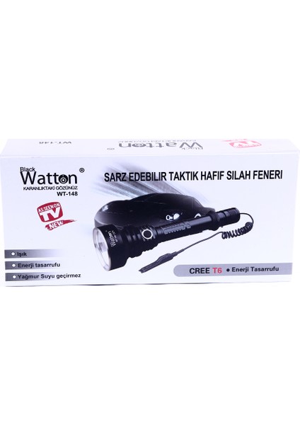 Black Watton 800 Lümen Tx6 Özel Avcı Feneri Watton WT-148