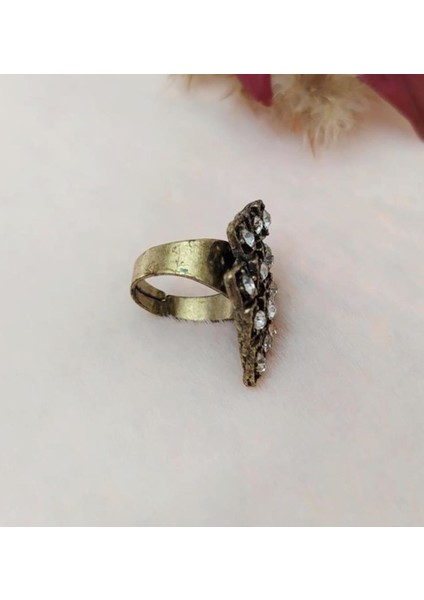 Kadın Yüzük Otantik Tasarım Swaroski Taşlı Gold Renk Yüzük Ayarlanabilir Ölçü fiyatları