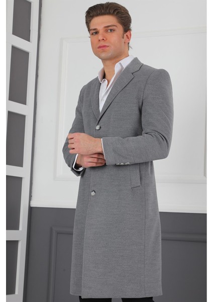 Palto Kadınlar İçin Yün Malzemeden Düz Gri Midi Uzun Kol Model modelleri