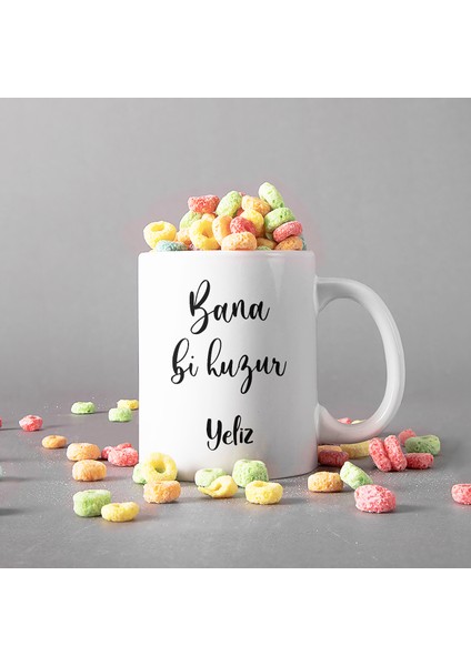 Kişiye Özel Hediye İsimli Bana Bir Huzur Baskılı Hediye Kupa Bardak 6146