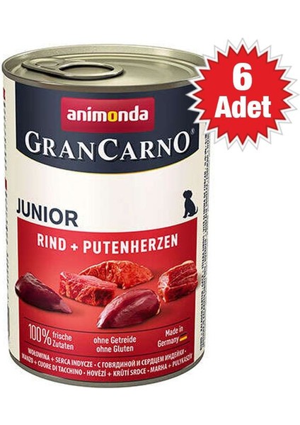 Gran Carno Sığır Etli ve Hindi Yüreği Yavru Köpek Konservesi 400 gr - 6'lı