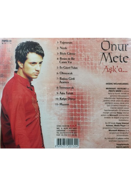 Onur Mete - Aşk'a ( CD )