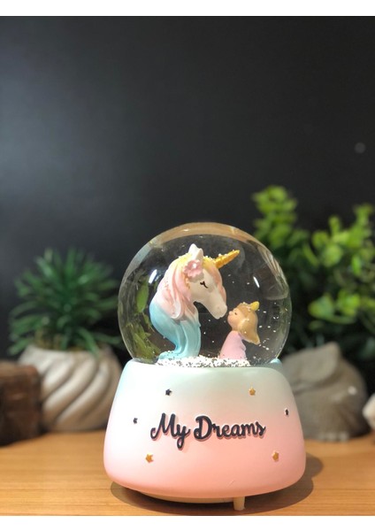 Çiko Toys Unicorn Atlı ve Sevimli Kız Büyük Boy Püskürtmeli Kar Küresi