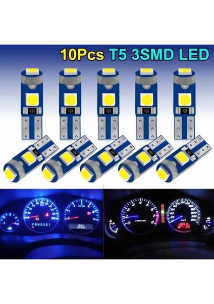 T5 LED Kilometre Kadran Aydınlatma Ampülü Canbuslı 10 Adet Beyaz
