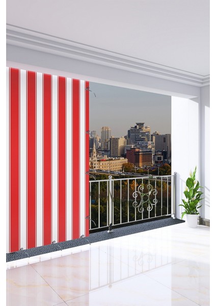 380 x 260 cm Kırmızı Renkli Balkon Perdesi