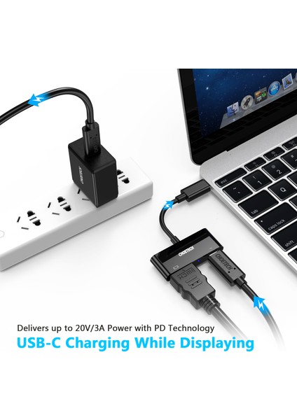 Type C To Pd/hdmı Çevirici Dönüştürücü Adaptör Siyah HUB-M03BK