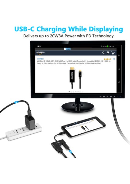 Type C To Pd/hdmı Çevirici Dönüştürücü Adaptör Siyah HUB-M03BK