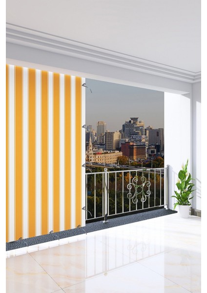 155 x 215 cm Sarı Renkli Balkon Perdesi