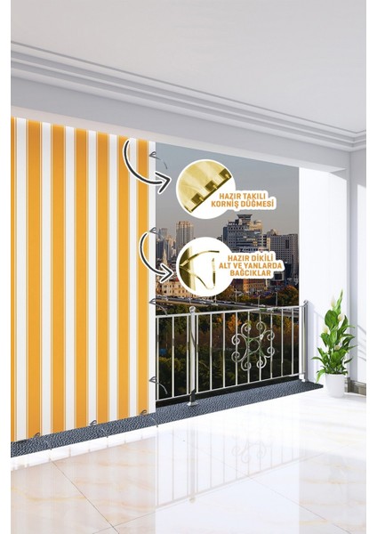 360 x 180 cm Sarı Renkli Balkon Perdesi