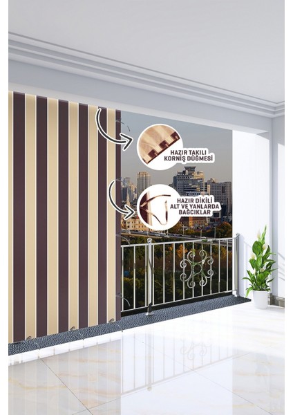 400 x 150 cm Kahverengi Renkli Balkon Perdesi
