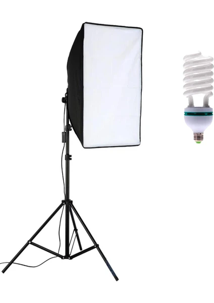 Cazip Shop Tek Duylu Sürekli Video Işığı Softbox 50 x 70 cm  + Ampul 85W