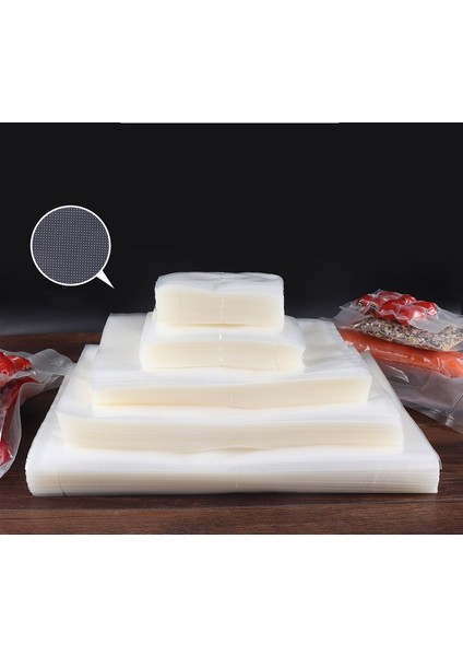 18X23 cm 50 Adet Gofrajlı Tırtıklı Vakum Poşeti -Torbası