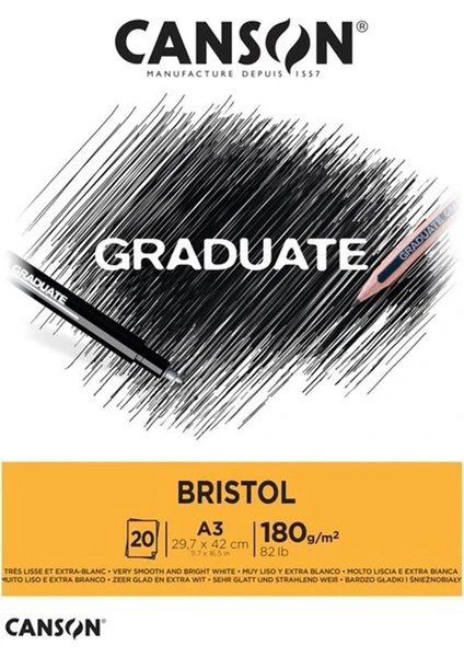 Graduate A3 Bristol Blok 180 gr 20 Yaprak