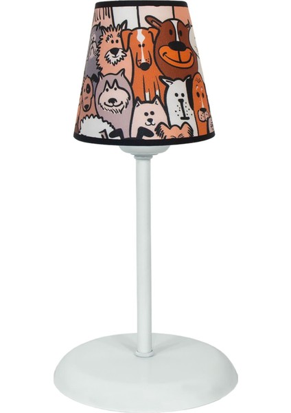 Çocuk Odası Konik Kumaş Küçük Abajur-Sevimli Köpekler