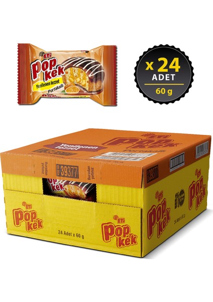 Popkek Portakallı Kek 60 g x 24 Adet