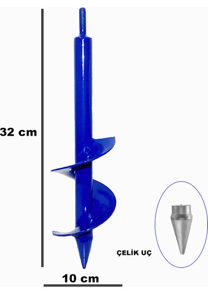 Toprak Burgu Makinesi Matkap Uçlu 32X10CM