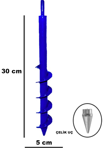 Toprak Burgu Makinesi Matkap Uçlu 30X5CM