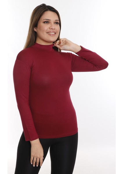 Büyük Beden Yarım Balıkçı Viskon Boğazlı Bordo Body modelleri