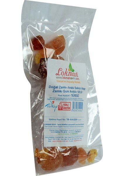 Doğal Zamk-I Arabi Sakızı Arap Zamkı Gum Arabic 100 gr Paket