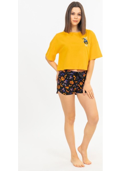 VİENETTA 9210-9245 BAYAN KISA KOL YOLK YELLOW ŞORTLU PİJAMA TAKIMI