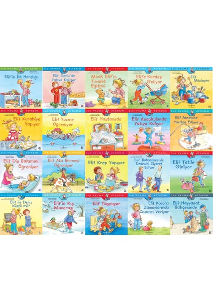 Elif Serisi Ilk Okuma Kitaplarım 20 Kitap Set - Ilk Harçlığı - Tuvalet Eğitimi - Kardeş Geliyor - Müzisyen - Kurabiye Yapıyor - Hastanede - Tatile Gidiyor - Krep Yapıyor