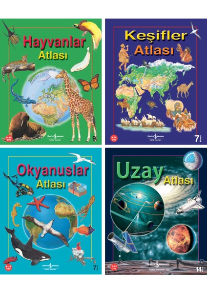 Hayvanlar Atlası - Keşifler Atlası - Okyanuslar Atlası - Uzay Atlası 4 Kitap Set