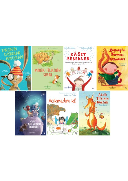 Resimli Hikaye Kitapları 7 Kitap Set - Tarçın'ın Kaybolan Havuçları - Minik Tilkinin Sırrı - Kağıt Bebekler - Zeynep'in Kırmızı Çizmeleri - Küçük Astronot Doruk - Acıkmadık Ki - Akıllı Tilkinin Masalı