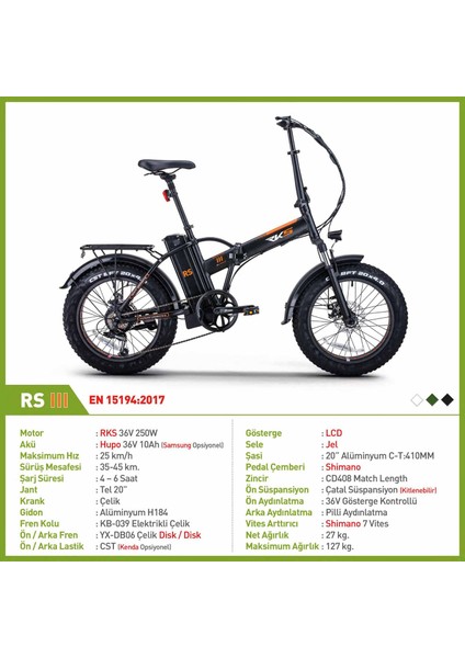 Rsııı - Rs3 Katlanabilir Elektrikli Bisiklet
