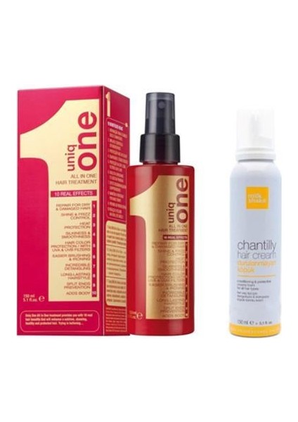 Uniq One All In One 10 Etkili Durulanmayan Bakım Spreyi 150 Ml+Milk Shake Durulanmayan Bakım Köpük 150 ml