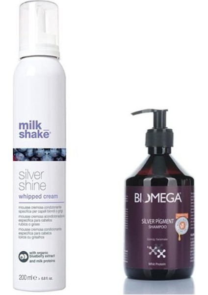 Milk Shake Silver Shine Whipped Cream Köpük 200 Ml+Biomega Silver Pigment Şampuan 500 ml