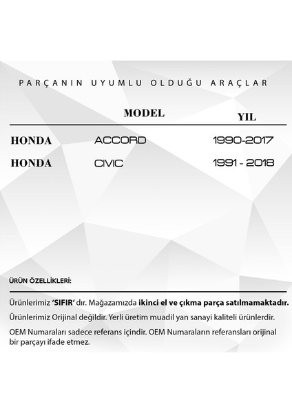 Alpha Auto Part Honda Accord, Civic Için Pedal Lastiği