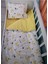 %100 Pamuk Bebek Çocuk Yastık Çarşaf Yorgan Seti 60 x 120 cm Sarı Ay Yıldızlı 2