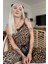 Kahve Leopar Dantelli Ip Askılı Örme Kadın Pijama Takımı 2