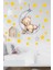 Ayda Uyuyan Sevimli Ayıcık ve Sarı Yıldızlar Çocuk Bebek Odası Sticker Seti 2