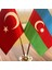 Krom Direkli Azeybaycan - Türkiye Masa Bayrağı 2'li 2