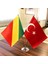 Kongo Cumhuriyeti-Türkiye Masa Bayrağı Krom Direkli Ikili Bayrak 1