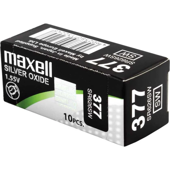 Maxell 377 SR626SW 1.55V Saat Pili 10'lu