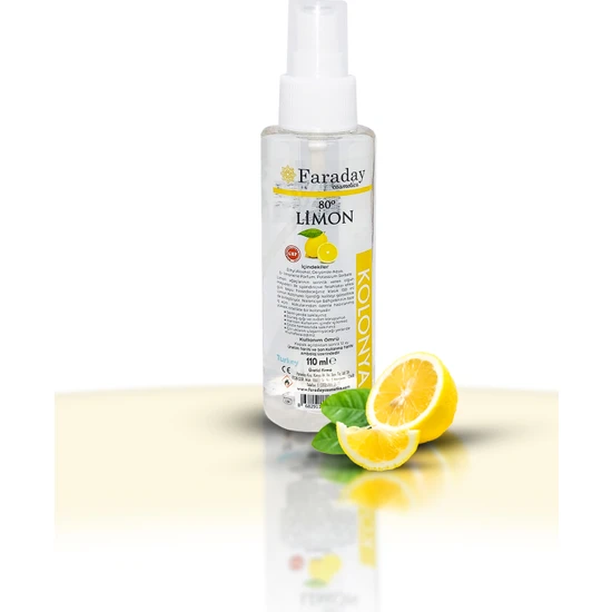 Faraday Cosmetics Yüksek Nitelikli Limon Kolonyası - 80 Derece - 110 ml