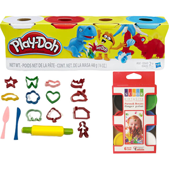 Play-Doh 4'lü Oyun Hamuru Kalıp ve Parmak Boyası