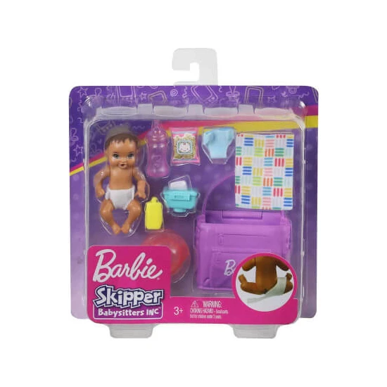 Barbie Bebek Bakıcısı Özellikli Minik Bebekler GHV83 Esmer  Bez Değiştirme Zamanı GHV86