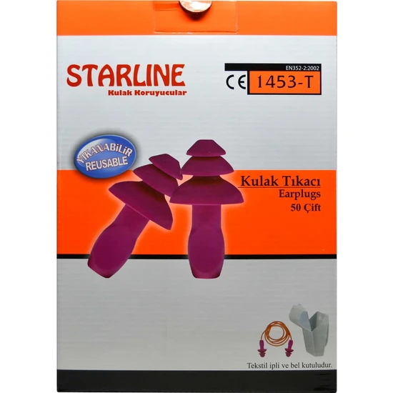 Starline 1453-T  Tekstil Ipli Kulak Tıkacı 50 Çift