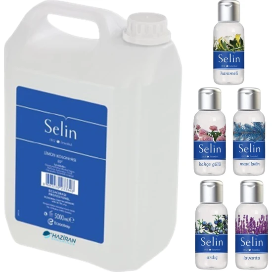 Selin 80° Limon Kolonyası 5 Lt Bidon + 5 Adet 35 ml Mini Kolonya