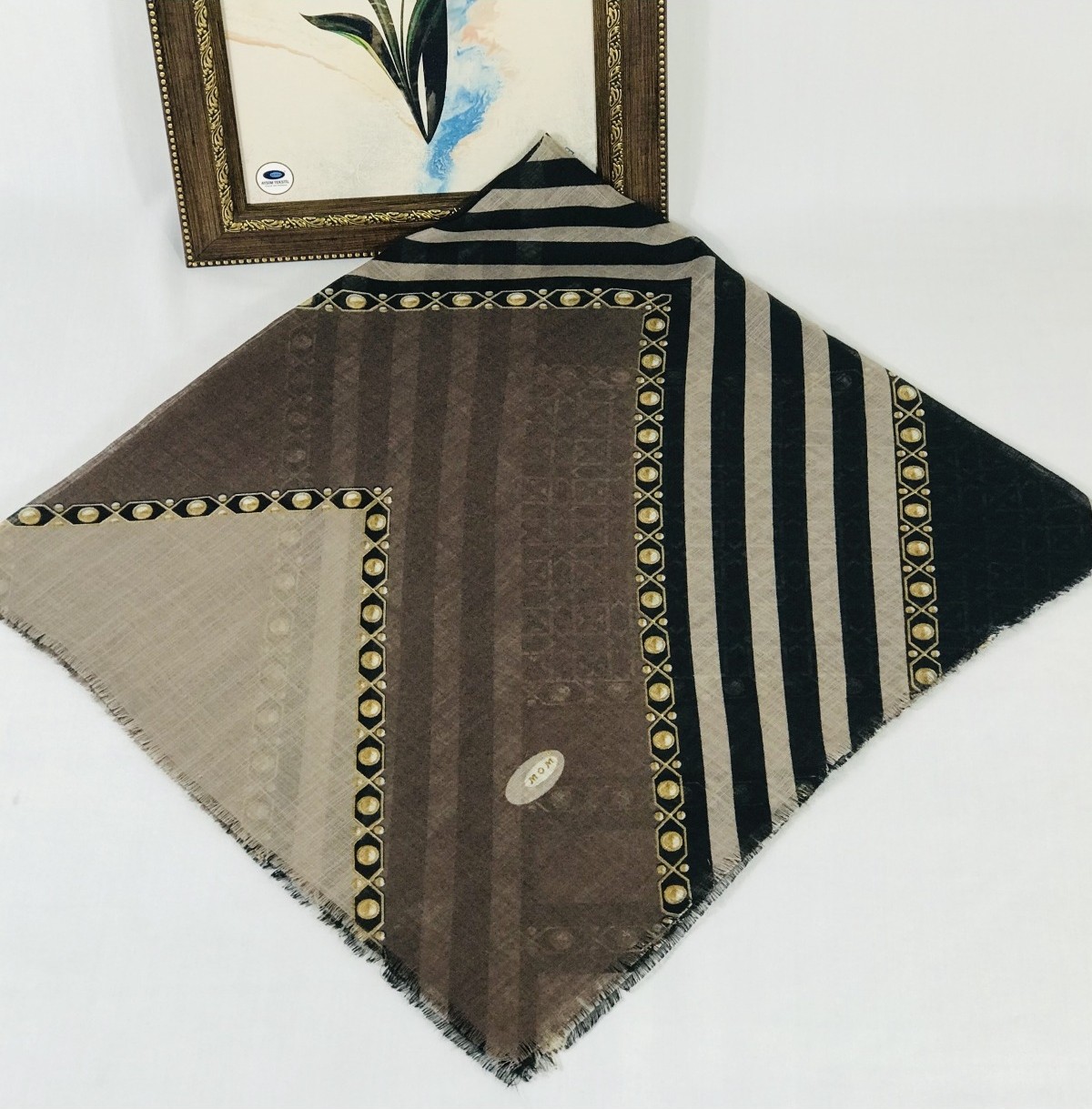 Mom Collection Flamlı Keten Tülbent Haki Yeşil