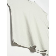 Dilvin 3504 Bisiklet Yaka Penye Bluz-Gri