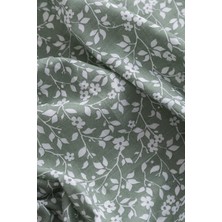 Müslin Bezi Örtü Menekşe Desen - Yeşil 120X120 cm + 4 Adet Ağız Mendili