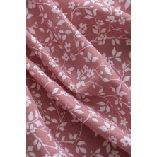 Müslin Bezi Örtü Menekşe Desen - Gül Kurusu 120X120 cm + 4 Adet Ağız Mendili