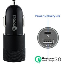 Ktools Boost Pd 36W 3 Amper Pd Qualcomm 3.0 USB Araç Şarjı Siyah