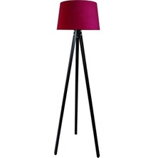 Lambada Beta Serisi 3 Ayaklı Tripod Masif Lambader( Mat Kadife Bordo- Siyah Ayak)